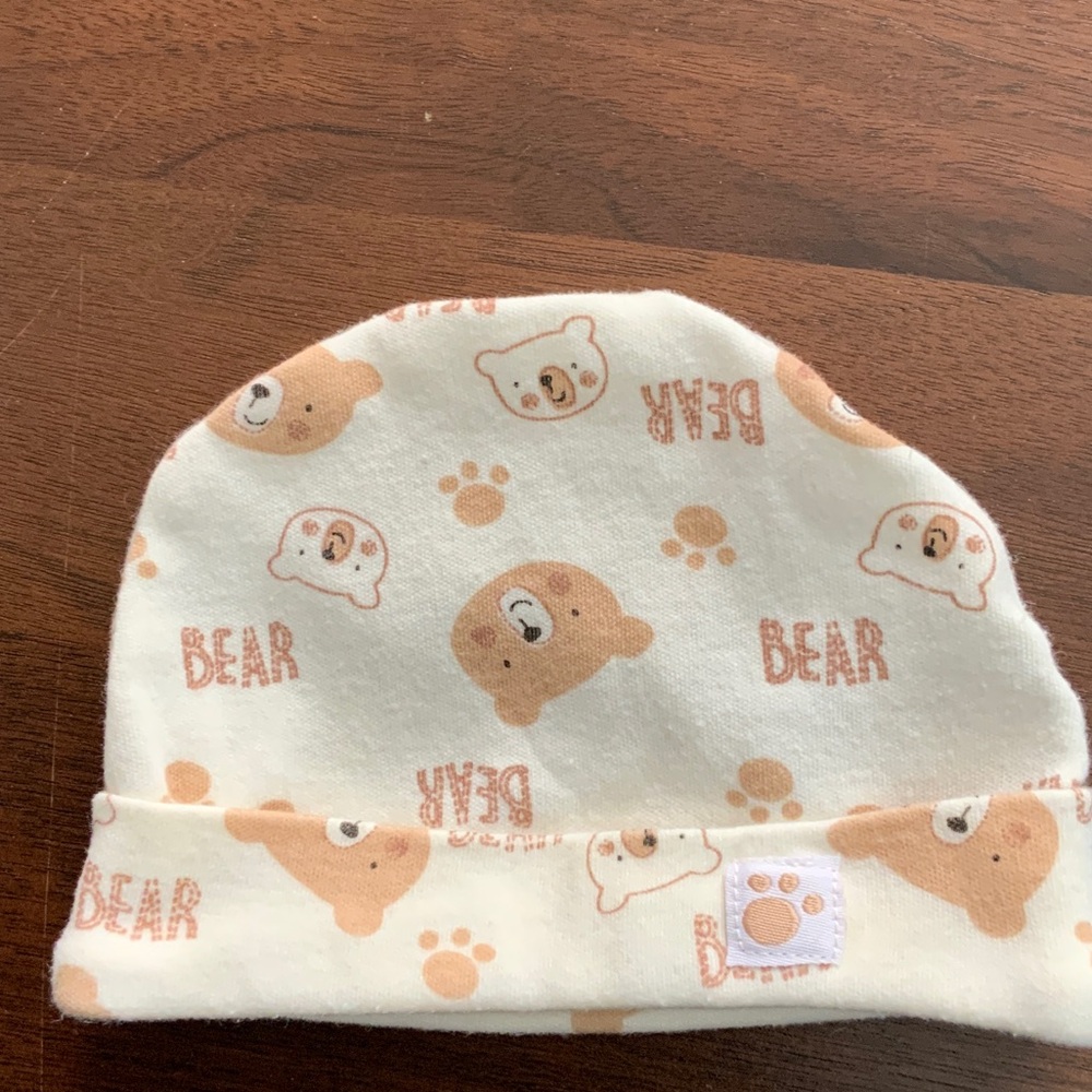 Charming Bear Print Kids Beanie - Cream